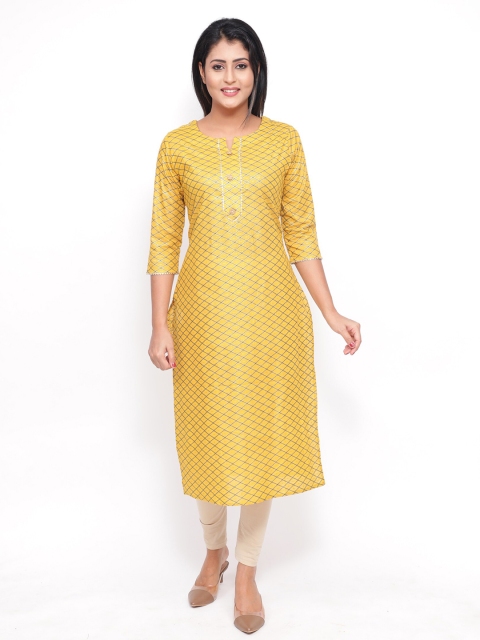 

Jevi Prints Women Yellow Printed Pure Cotton Gotta Patti Kurta