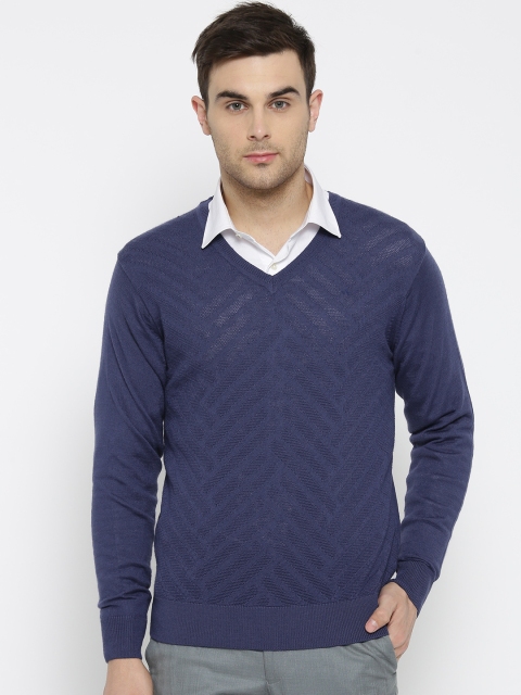 

Arrow Men Navy Blue Self Design Sweater