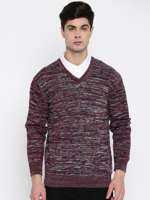 

Arrow Sport Men Maroon & Grey Self Design Pullover