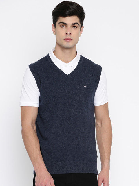 

Arrow Sport Men Navy Blue Self-Design Sweater Vest