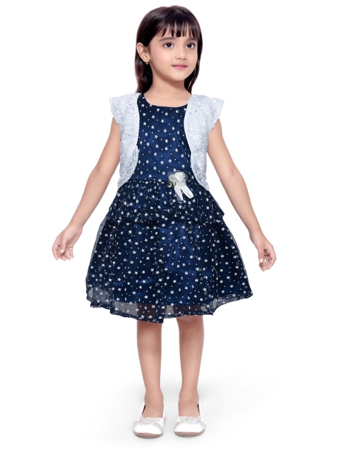 

Doodle Girls Navy Blue Net Dress