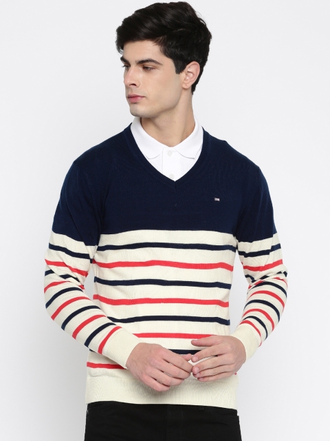 

Arrow Sport Men Navy Blue & Off-White Striped Pullover