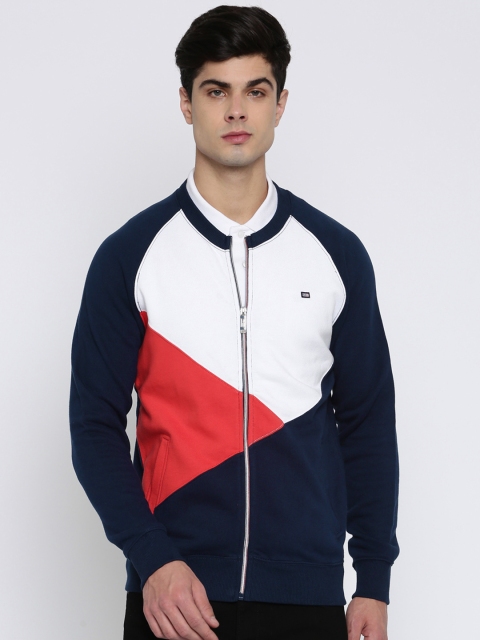 

Arrow Sport Men Navy & White Colourblocked Sweatshirt, Navy blue