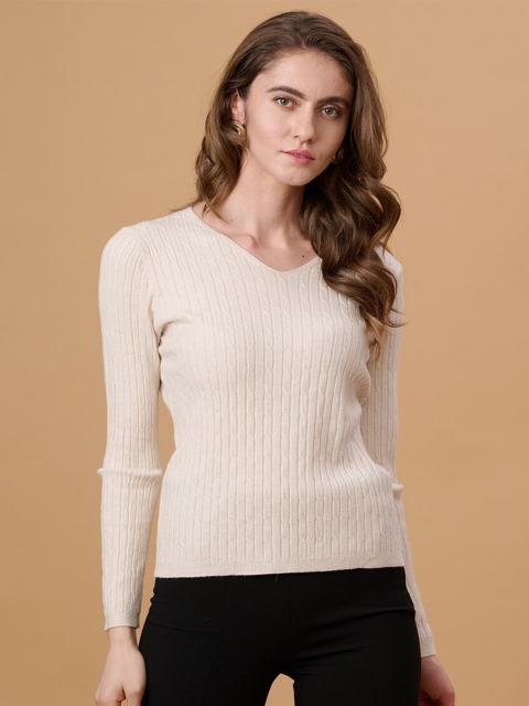 

Gipsy Women Cream-Coloured Striped Pullover