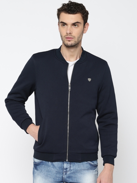 

Arrow Sport Men Navy Blue Self-Design Bomber Jacket