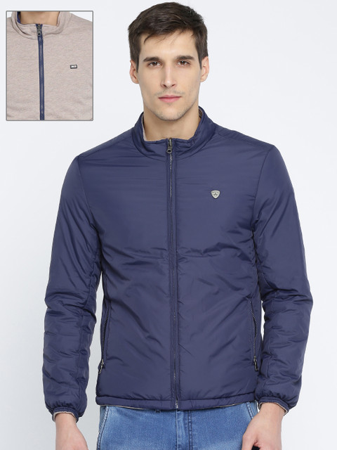 

Arrow Sport Men Navy & Beige Solid Reversible Sporty Jacket, Navy blue