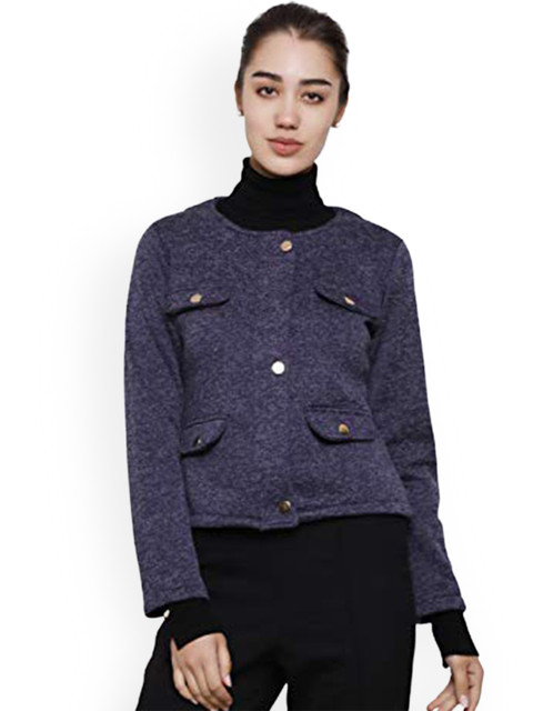 

DECHEN Women Navy Blue Lightweight Open Front Jacket