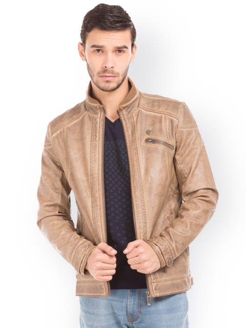 

Arrow Sport Men Brown Solid Biker Jacket