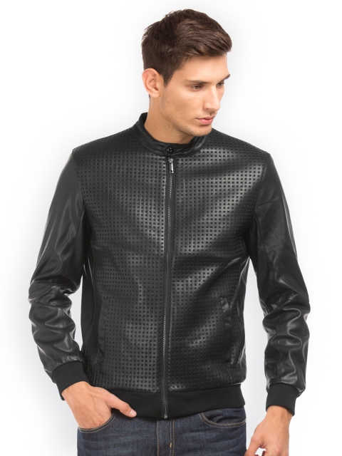 

Arrow New York Men Black Solid Biker Jacket