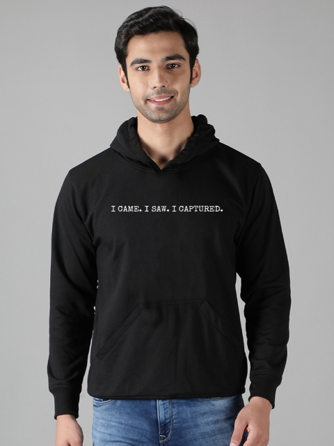 

Mad Over Print Men Black Hooded Sweatshirt