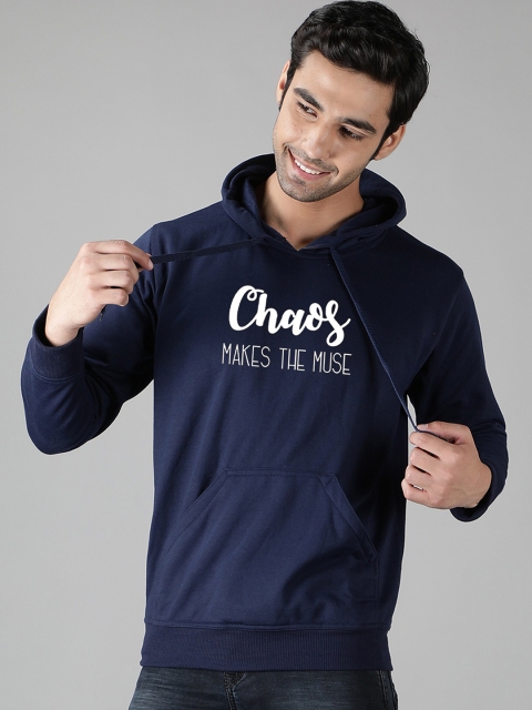 

Mad Over Print Men Blue Printed Hooded Sweatshirt