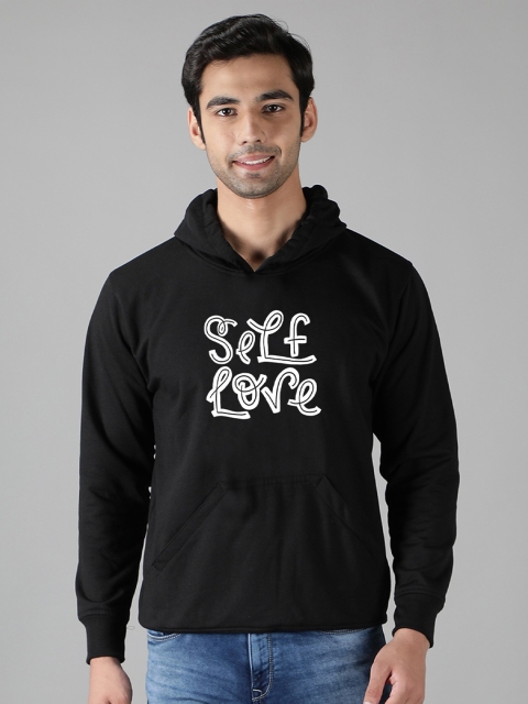 

Mad Over Print Men Black Printed Hooded Sweatshirt