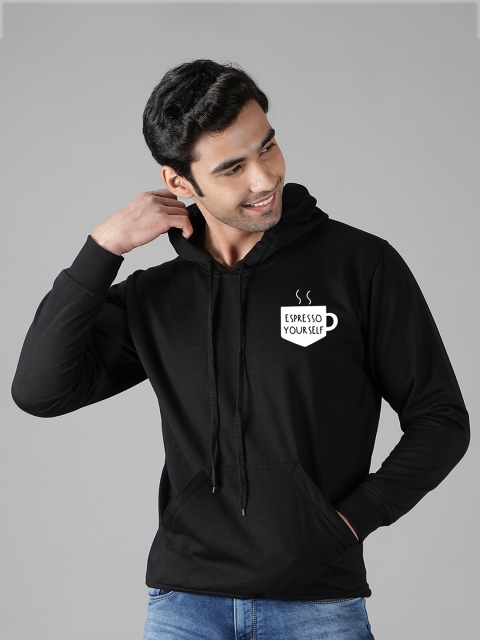 

Mad Over Print Men Black Printed Hooded Sweatshirt