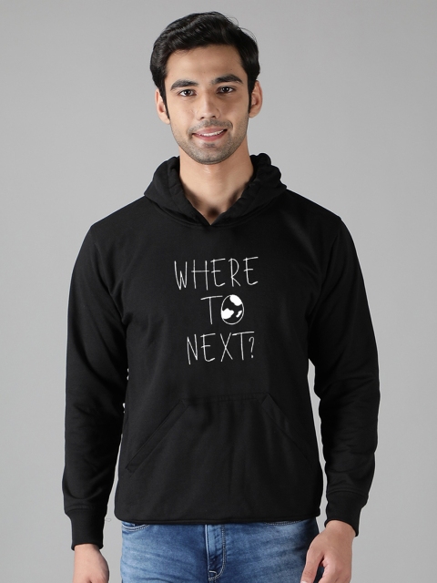 

Mad Over Print Men Black Printed Hooded Sweatshirt