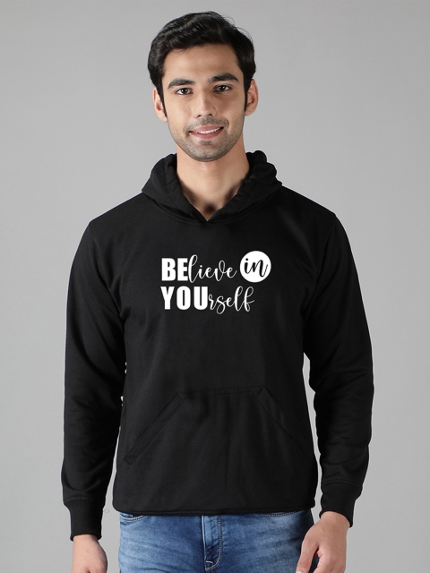 

Mad Over Print Men Black Printed Hooded Sweatshirt