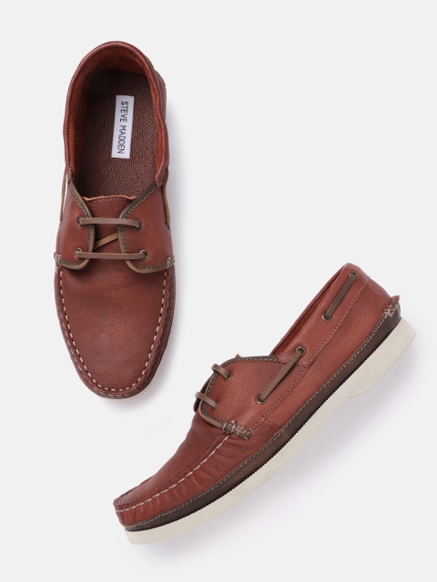 

Steve Madden Men Rust Brown Solid Leather Boat Shoes