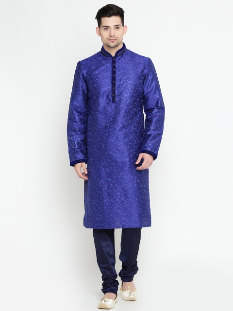 

Manu Men Blue Patterned Kurta with Pyjamas