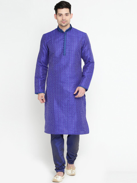 

Manu Men Blue Patterned Kurta with Pyjamas