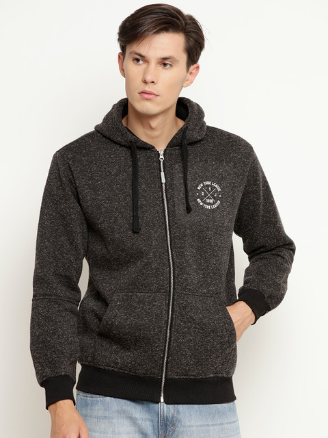 

Duke Men Charcoal Grey Solid Hooded Sweatshirt