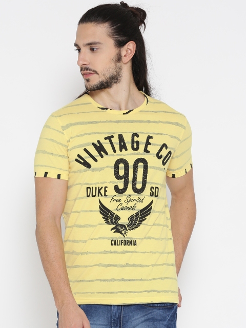 

Duke Men Yellow Printed Round Neck T-shirt