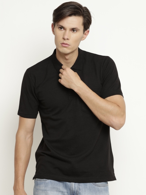 

Duke Men Black Solid Polo Collar T-shirt