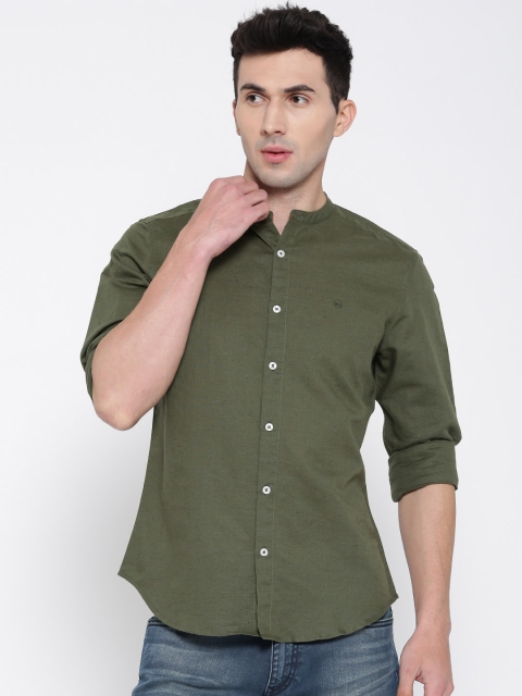 

United Colors of Benetton Men Olive Green Slim Fit Solid Casual Shirt