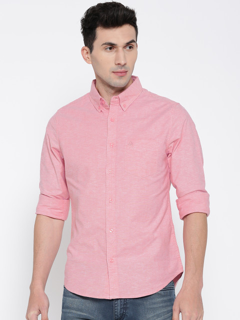 

United Colors of Benetton Men Pink Solid Casual Shirt