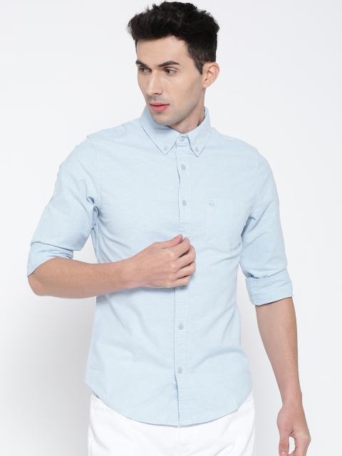 

United Colors of Benetton Men Blue Solid Casual Shirt