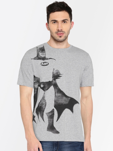 

United Colors of Benetton Men Grey Melange Printed Round Neck T-shirt