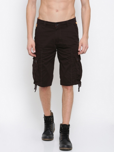 

Sports52 wear Men Brown Solid Regular Fit Cargo Shorts