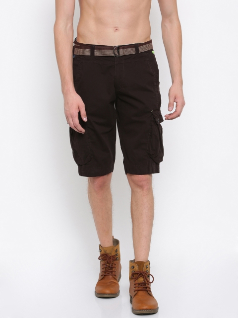 

Sports52 wear Men Coffee Brown Solid Regular Fit Cargo Shorts