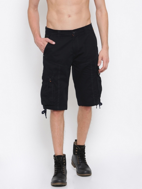 

Sports52 wear Men Navy Blue Solid Regular Fit Cargo Shorts