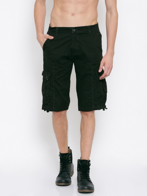 

Sports52 wear Men Olive Green Solid Regular Fit Cargo Shorts