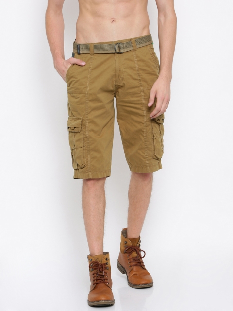 

Sports52 wear Men Khaki Solid Regular Fit Cargo Shorts