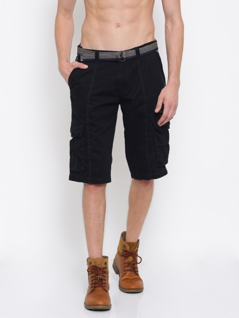 

Sports52 wear Men Navy Blue Solid Regular Fit Cargo Shorts