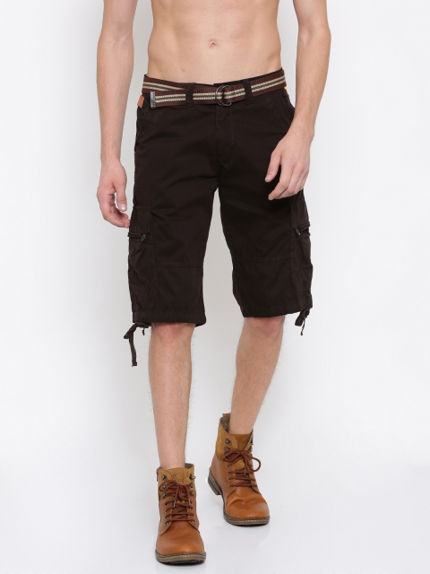 

Sports52 wear Men Brown Solid Cargo Shorts
