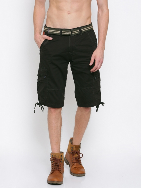 

Sports52 wear Men Olive Green Solid Regular Fit Cargo Shorts