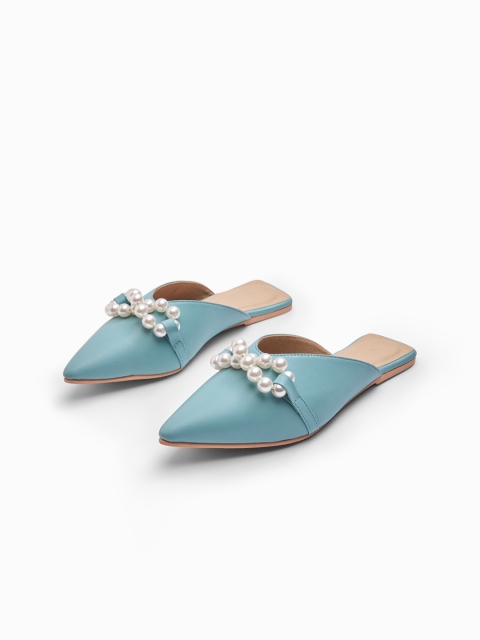

The Label Life Women Blue Mules Flats