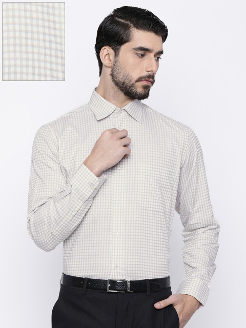 

Arrow Men Beige & White Regular Fit Checked Formal Shirt
