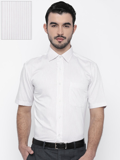 

Arrow Men White & Red Regular Fit Striped Formal Shirt