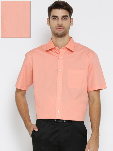 

Arrow Men Peach-Coloured Solid Formal Shirt