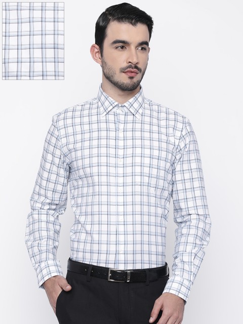 

Arrow Men White & Blue Slim Fit Checked Formal Shirt