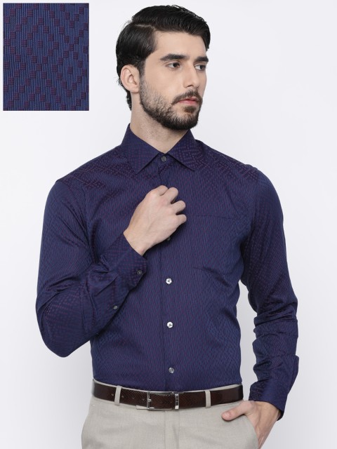 

Arrow Men Navy Blue Slim Fit Self Design Formal Shirt