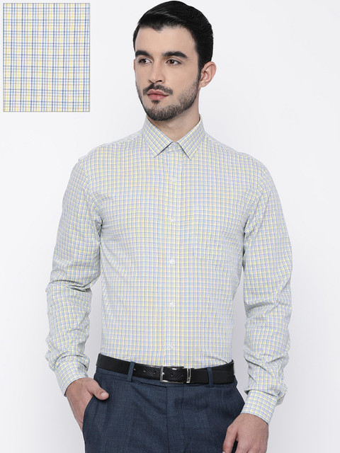 

Arrow Men Yellow & Blue Slim Fit Checked Formal Shirt