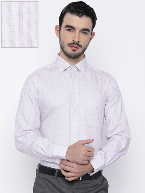

Arrow Men White & Purple Regular Fit Checked Formal Shirt