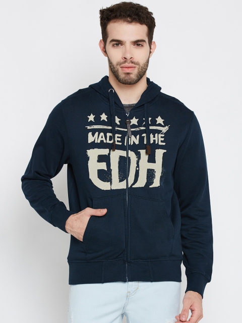

Ed Hardy Men Navy Blue Printed Hooded Sweatshirt