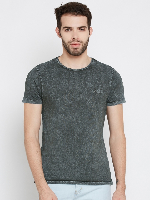 

Ed Hardy Men Charcoal Grey Solid Round Neck Pure Cotton T-shirt