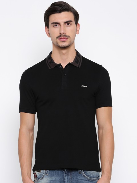 

Ed Hardy Men Black Solid Polo Collar T-shirt