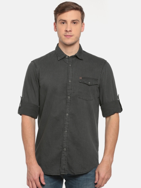 

Arrow Blue Jean Co. Men Charcoal Grey Slim Fit Solid Casual Shirt