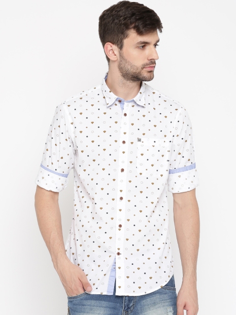 

Arrow Blue Jean Co. Men White Slim Fit Printed Casual Shirt